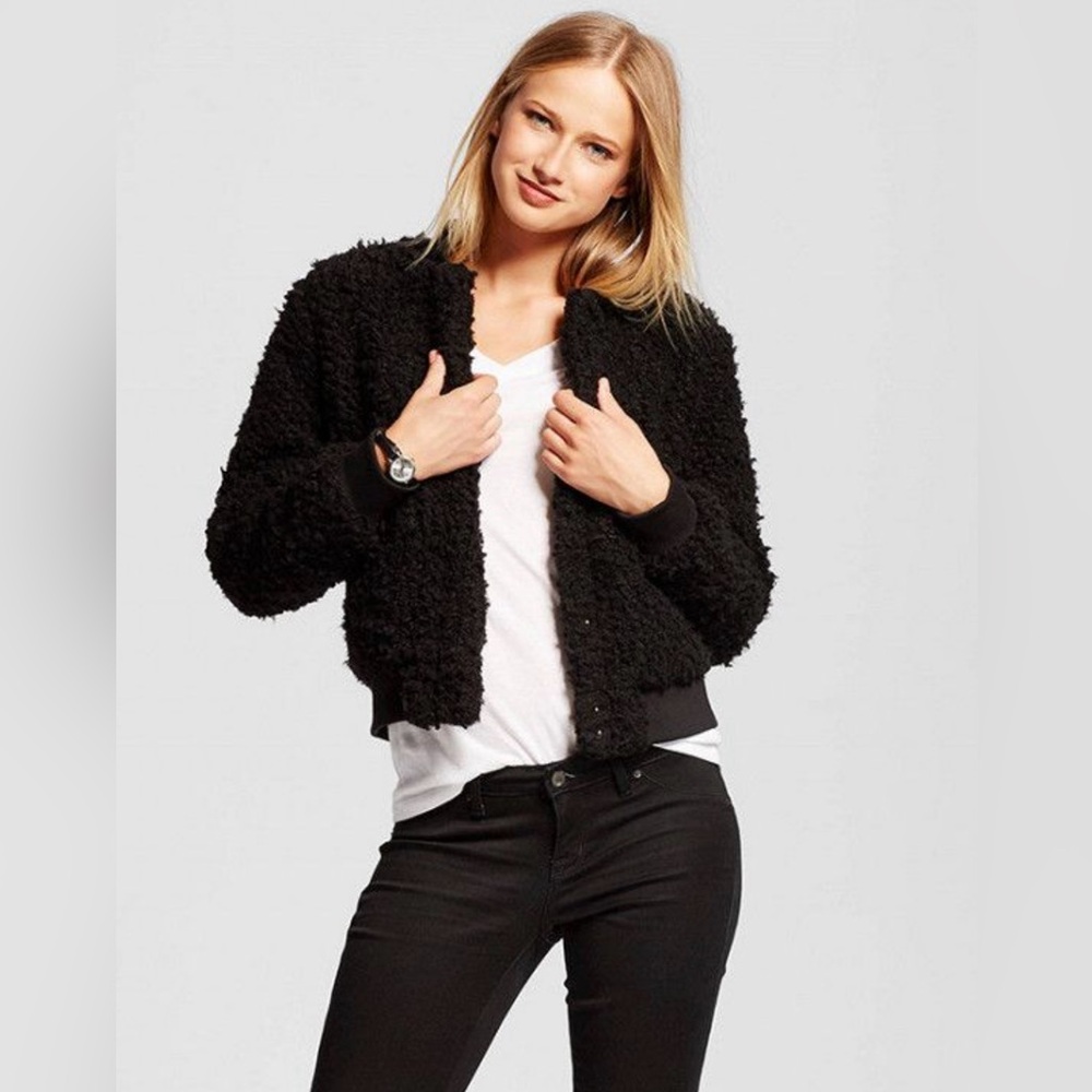 Who What Wear Teddy Bear Bomber Jacket